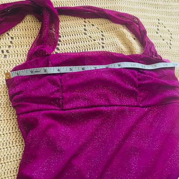 Speechless Sparkly Raspberry Dress Midi Cocktail Party Prom - Picture 9 of 11